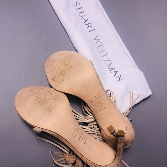 Authentic Stuart Weitzman Nude Fringes Sandals - Picture 7 of 7